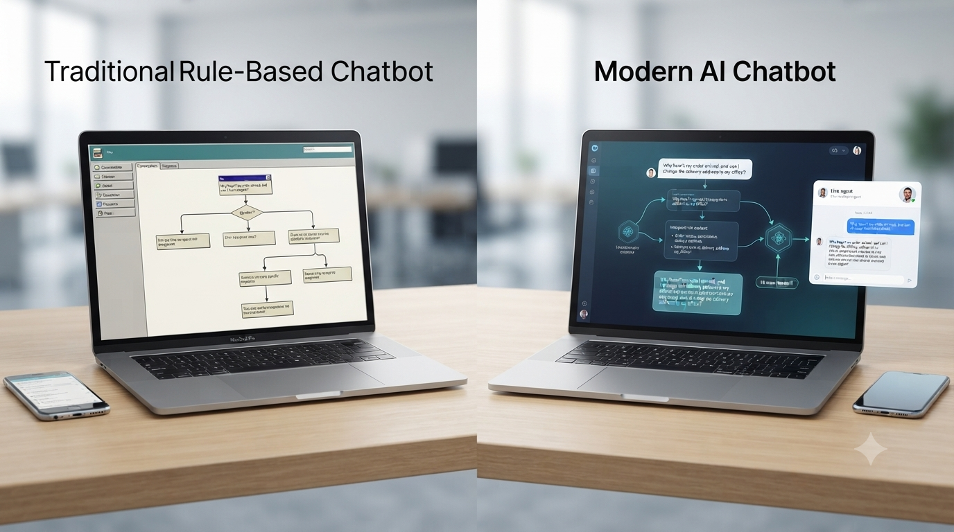 AI chatbot compared with traditional rule-based chatbot