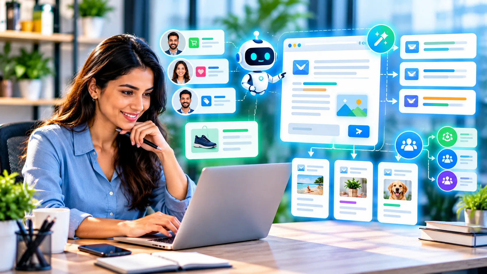 AI personalization workflow using customer profiles content recommendations and targeted email messages