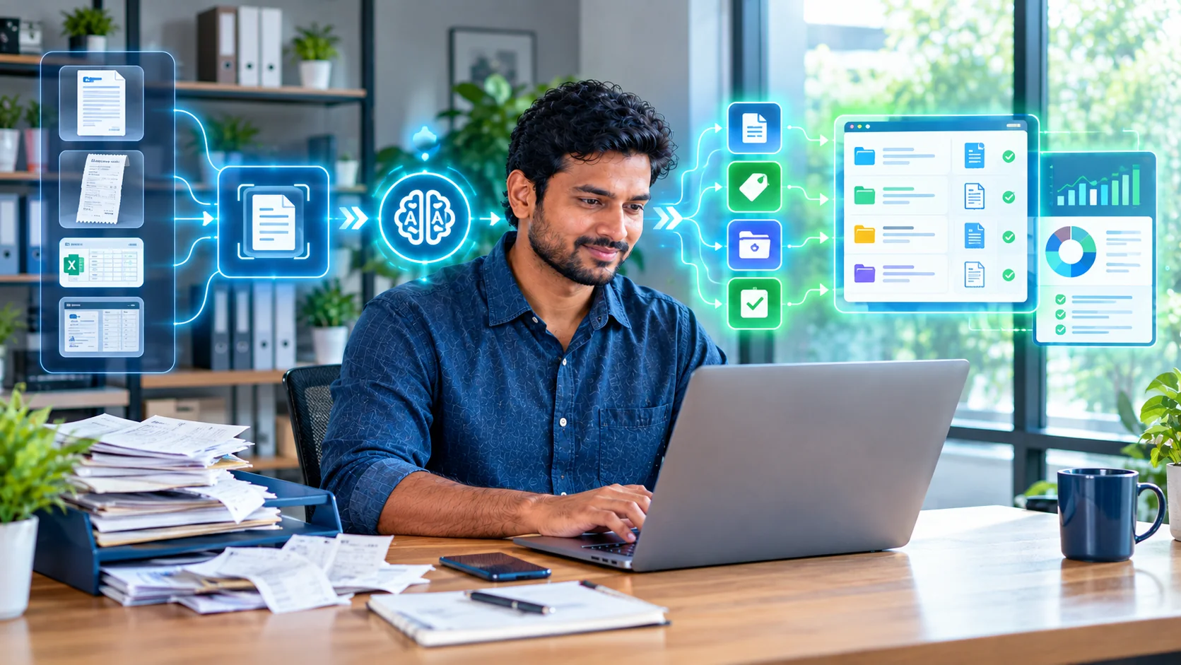 AI automation processing invoices receipts documents and administrative data