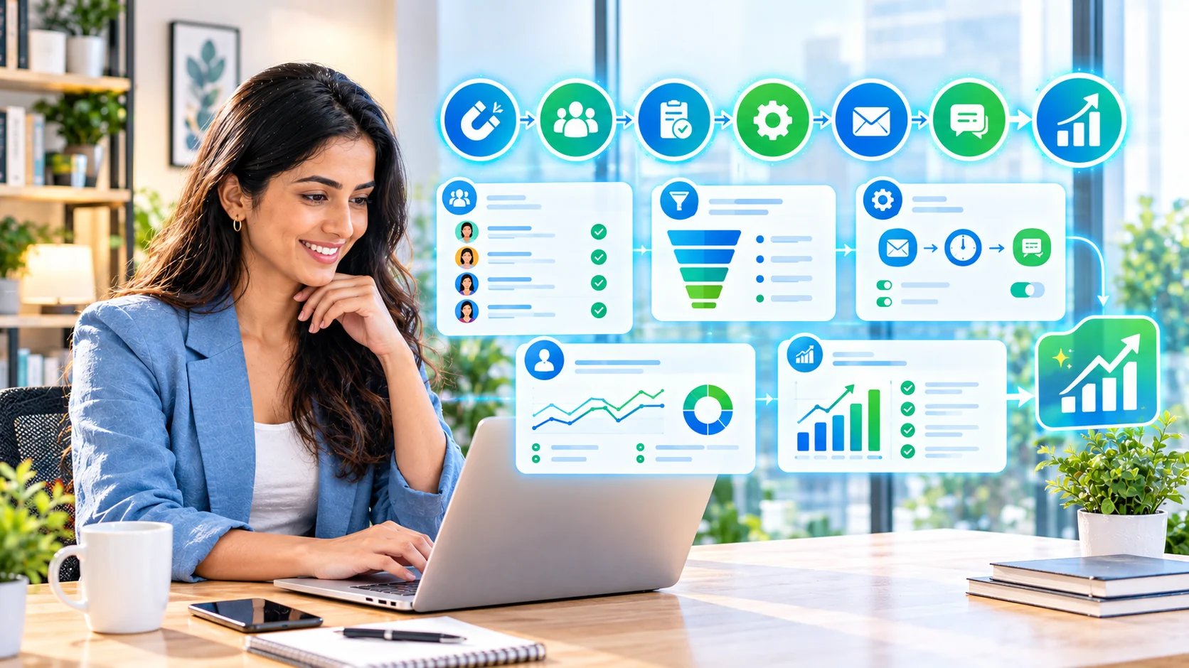 AI lead generation analytics helping a small business monitor organized leads and sales workflow efficiency