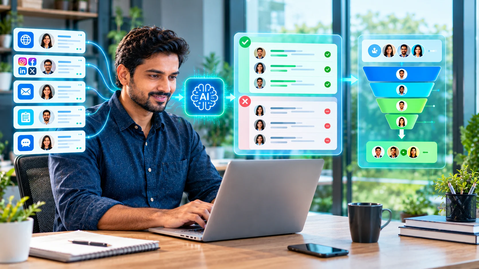 AI automatically qualifying leads into higher and lower priority sales prospects