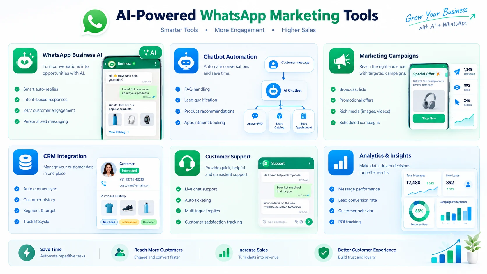 AI-powered WhatsApp marketing tools and features for small businesses