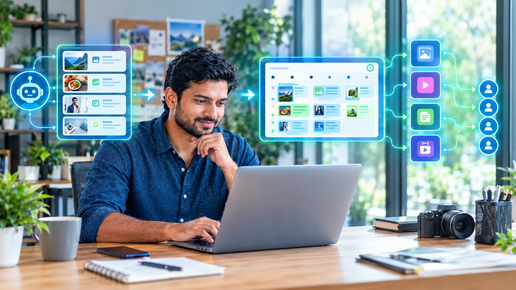 AI social media content creation and scheduling workflow