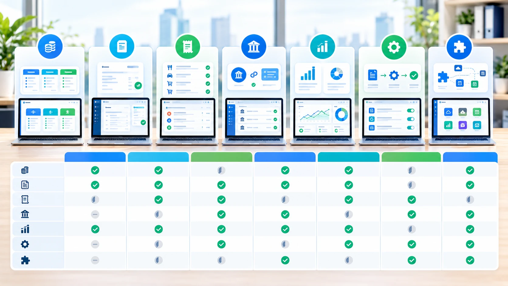 Feature-by-feature accounting software comparison helping a small business evaluate financial tools